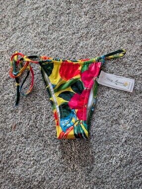 NWT Heavy Manners Miss Puerto Rico Side Tie Cheeky Swim Bottoms Medium